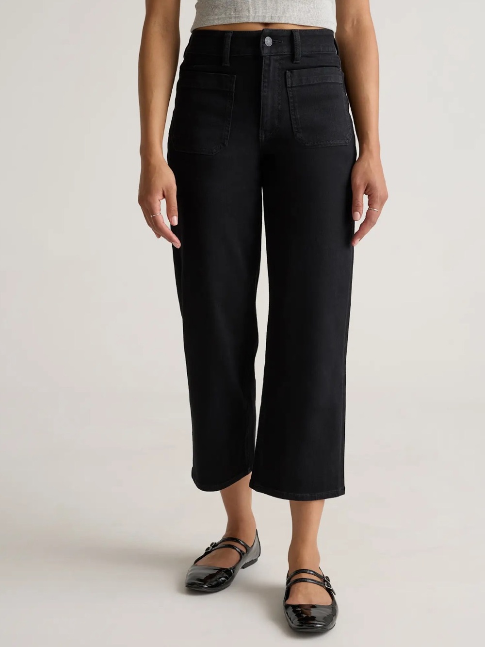 Quince Bella Stretch Patch Pocket Wide Leg Jean size 27 regular